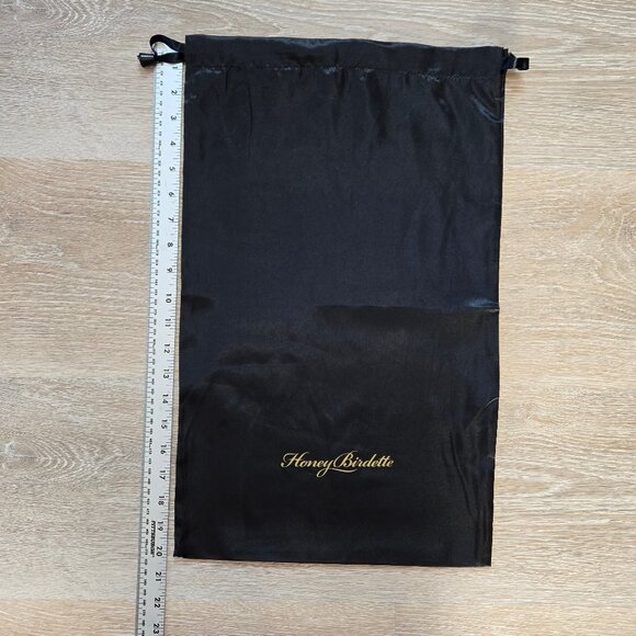 Honey Birdette Large Black Satin Drawstring Dust Bag Travel Storage Pouch NWOT - Picture 15 of 15